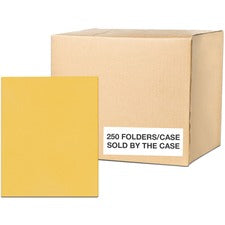 Roaring Spring Letter Pocket Folder 8 1/2" x 11" - 50 Sheets Capacity - 2 Internal Pocket(s) - 11 pt. - Gold - 25/Box - 10 / Carton