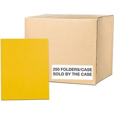 Roaring Spring Letter Fastener Folder 8 1/2" x 11" - 50 Sheets Capacity - 3 x Prong Fastener(s) - 2 Internal Pocket(s) - 11 pt. - Yellow - 250 / Carton