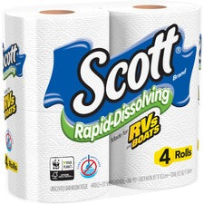 Scott Rapid-Dissolving Toilet Paper WhitePack - 4/Pack - 12 / Carton
