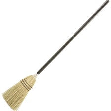 Rubbermaid Commercial Wood Handle Lobby Corn Broom Corn Fiber Bristle - 12" Brush Face - 38" Overall Length - Wood Handle - 12 / Carton