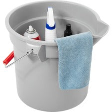 Rubbermaid Commercial Brute 14-quart Round Bucket 3.50 gal - Heavy Duty, Rust Resistant, Bend Resistant, Graduated, Handle, Stackable, Pour Spout - 11.2" - Plastic, Steel - Gray - 6 / Carton