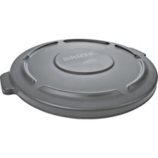 Rubbermaid Commercial Brute 32-Gallon Container Flat Lids Round - Plastic - Gray - 6 / Carton