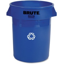 Rubbermaid Commercial Brute 32-Gallon Vented Recycling Containers 32 gal Capacity - Round - Handle, Peel Resistant, Reinforced, UV Coated, Damage Resistant, Warp Resistant, Heavy Duty - 27.3" Height x 21.9" Diameter - Plastic, Stainless Steel - Blue - 6 /