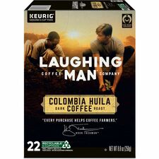 LAUGHING MAN K-Cup, Pod Colombia Huila Coffee, Keurig Single Serve K-Cup Pods, Dark Roast, 22 Count Compatible with Keurig K-Cup Brewer - Dark - K-Cup, Pod - Kosher - 22 / Pack