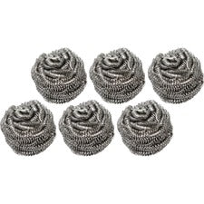 Genuine Joe Stainless Steel Scrubber Ready-To-Use - No-mess - Silver - 12/Box - 6 / Carton
