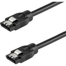 StarTech.com 0.6 m Round SATA Cable 1.97 ft SATA Data Transfer Cable for Hard Drive, Desktop Computer, Server, DVD - First End: 1 x 7-pin SATA 3.0 - Male - Second End: 1 x 7-pin SATA 3.0 - Male - 6 Gbit/s - 30 AWG - Black - 1 Each