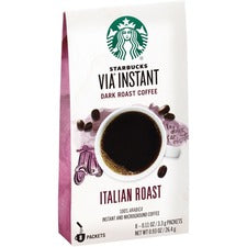 Starbucks Portion Pack VIA Ready Brew Italian Roast Coffee Bold - 0.1 oz - Portion Pack - Italian Roast - 8 / Box