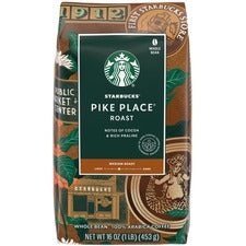 Starbucks Whole Bean Pike Place Roast Coffee Medium - 16 oz - Whole Bean - Pike Place - 1 Each