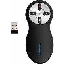 Kensington Wireless Presenter with Red Laser - Nano Receiver Wireless - Radio Frequency - 2.40 GHz - Black - USB Type A - 4 Button(s) - 1 Each - TAA Compliant