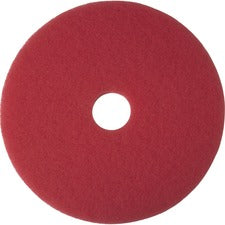 3M Niagara Cleaning Pad Round - 14" Diameter - Buffing, Floor - Marble Floor - 175 rpm to 600 rpm Speed Supported - Scuff Mark Remover - Polyester - Red - 5 / Carton