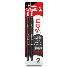 Sharpie S-Gel Pens 0.7 mm Pen Point - Black Ink - Gel-based - Black Barrel - 2 / Pack