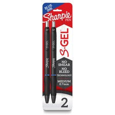 Sharpie S-Gel Pens 0.7 mm Pen Point - Blue Ink - Gel-based - Black Barrel - 2 / Pack