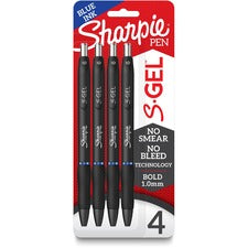 Sharpie S-Gel Pens 1 mm Pen Point - Blue Ink - Gel-based - Black Barrel - 4 / Pack
