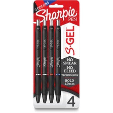 Sharpie S-Gel Pens 1 mm Pen Point - Multi Ink - Gel-based - Black Barrel - 4 / Pack