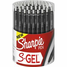Sharpie S-Gel Gel Pen 0.7 mm Medium Pen Point - Refillable - Retractable - Black Ink - Gel-based - Black Barrel - 36 / Box