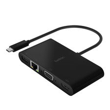 Belkin USB-C Multimedia + Charge Adapter for Notebook - 100 W - USB Type C - 1 x USB 3.0 - USB Type-C - Network (RJ-45) - HDMI - VGA - Wired