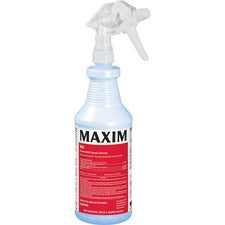 Maxim Germicidal Spray Cleaner Ready-To-Use - 32 fl oz (1 quart) - Lemon Scent - Non-abrasive, Disinfectant, Easy to Use - Clear - 12 / Carton