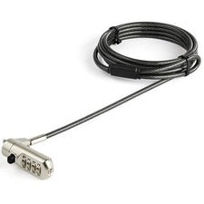 StarTech.com 2 m (6.6 ft.) Laptop Cable Lock - Nano-slot - Customizable Combination 2 ft Cable - Resettable - 4-digit - Combination Lock - Black - Vinyl Coated Steel, Steel - For Docking Station, Notebook, Projector, Monitor, Computer - TAA Compliant