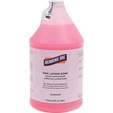 Genuine Joe Pink Lotion Soap 1 gal - Pump Bottle Dispenser - Hand, Skin - Pink - Rich Lather - 1 Each
