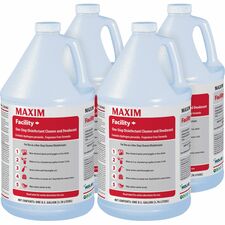 Maxim Facility+ One Step Disinfectant 128 fl oz (4 quart) - Deodorant, Non-porous - Clear - 4 / Carton