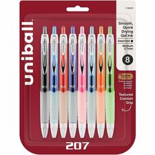 uniball&#8482; 207 Fashion Gel Pens 0.7 mm Pen Point - Retractable - Assorted Ink - 8 / Pack