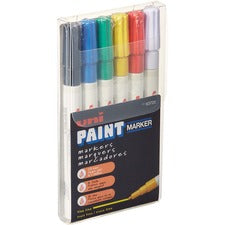 uniball&#8482; uni-Paint PX-21 Oil-Based Paint Marker Blue, White, Red, Yellow, Green, Black Ink - Oil Based - 6 / Set