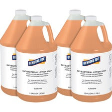 Genuine Joe Antibacterial Lotion Soap 1 gal - Bacteria Remover, Grime Remover, Dirt Remover - Hand - Antibacterial - Orange - Anti-septic, Pleasant Scent - 4 / Carton