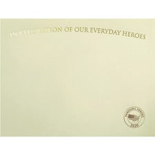 St. James&reg; Premium-Weight Certificates 65 lb Basis Weight - "Everyday Heroes" - 8.5" Width x 11" Length - Inkjet, Laser Compatible - Ivory, Gold Foil - 25 / Pack - TAA Compliant