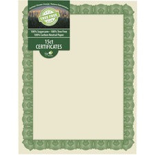 Geographics Tree Free Certificate 8.5" Width - Multicolor with Green Border - Sugarcane - 15 / Pack