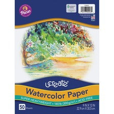 UCreate Watercolor Paper 140 lb Basis Weight - 9" x 12" Sheet Size - White Paper - Acid-free, Recyclable - 50 / Pack