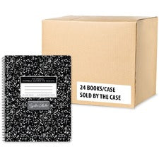 Roaring Spring Wirebound Composition Book 70 Sheets - 140 Pages - Spiral Bound - College Ruled Front Ruling - 20 lb Basis Weight - 7 1/2" x 9 3/4" Sheet Size - 0.30" Height x 7.5" Width x 9.8" Length - White Paper - Black Binding - Black Marble Marble Cov