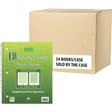 Roaring Spring WB Engineering Book Green 11"x9" 80 Sheets - 160 Pages - Back Ruling Surface - 3 Hole(s) - 20 lb Basis Weight - Letter - 8 1/2" x 11" Sheet Size - 0.50" Height x 9" Width x 11" Length - Green Tint Paper - Black Binding - Heavyweight Sheet,