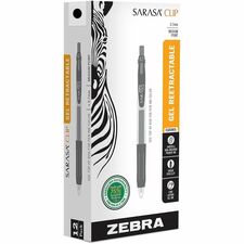Zebra Pen SARASA Clip Retractable Gel Pen 0.7 mm Pen Point - Retractable - Black Ink - Water Based, Pigment-based, Gel-based - 1 Dozen
