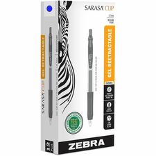 Zebra SARASA Clip Retractable Gel Pen 0.7 mm Pen Point - Retractable - Blue Ink - Water Based, Pigment-based, Gel-based - 1 Dozen