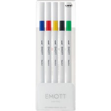 uniball&#8482; EMOTT Fine Line Marker Pens Assorted Ink - Water Based - Plastic Tip - 5 / Set