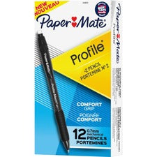 Paper Mate Profile Mechanical Pencils 0.7 mm Black Lead - Refillable - Black Barrel - 12 / Box