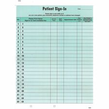 Tabbies Patient Sign-In Label Forms 125 Sheet(s) - 11" x 8.50" Form Size - Letter - Green Sheet(s) - Paper - 125 / Pack