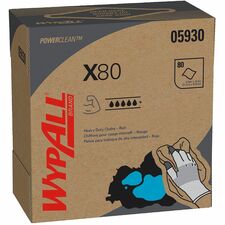 Wypall Power Clean X80 Heavy Duty Cloths 16.80" Length x 8.34" Width - Absorbent, Durable, Reusable, Foldable, Contaminant-free, Durable - Red - 80/Box - 5 / Carton