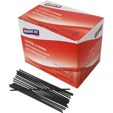 Genuine Joe Plastic Stirrers 5.5" Length - Plastic, Polypropylene - Black - 1000 / Box