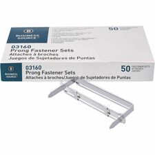 Business Source Prong Fastener 5.5" Length x 3" Width - 1" Size Capacity - for Document, Paper - Durable, Smooth, Easy to Use - Silver - Steel - 50 / Box