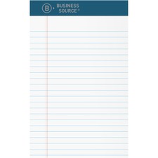 Business Source Premium Writing Pad x 5" Width x 8" Length - White Paper - Tear Proof, Sturdy Back, Bleed-free - 1 Dozen