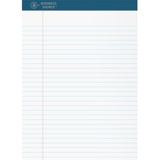 Business Source Premium Writing Pad 2.50" Height x 8.5" Width x 11.8" Length - White Paper - Tear Proof, Sturdy Back, Bleed-free - 1 Dozen