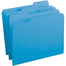 Business Source 1/3 Tab Cut Recycled Top Tab File Folder Blue - 10% Recycled - 100 / Box
