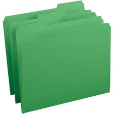 Business Source 1/3 Tab Cut Recycled Top Tab File Folder Green - 10% Recycled - 100 / Box