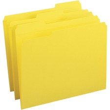 Business Source 1/3 Tab Cut Recycled Top Tab File Folder Yellow - 10% Recycled - 100 / Box