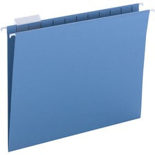 Business Source 1/5 Tab Cut Letter Recycled Hanging Folder 8 1/2" x 11" - Blue - 10% Recycled - 25 / Box