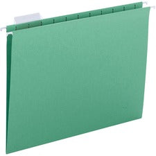 Business Source 1/5 Tab Cut Letter Recycled Hanging Folder 8 1/2" x 11" - Green - 10% Recycled - 25 / Box