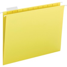 Business Source 1/5 Tab Cut Letter Recycled Hanging Folder 8 1/2" x 11" - Yellow - 10% Recycled - 25 / Box