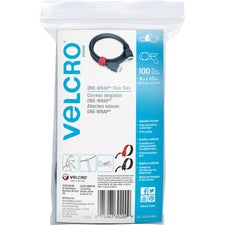VELCRO&reg; Reusable Thin Straps Black, Red - Fabric, Nylon - 100 / Pack