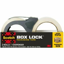 Scotch Box Lock Dispenser Packaging Tape 55 yd Length x 1.88" Width - Clear - Dispenser Included - 2 / Pack